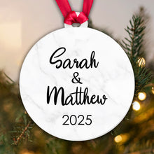 Load image into Gallery viewer, Personalised Couple Marble Bauble Tree Decoration Xmas Gift Idea Secret Santa - Add Names & Year!