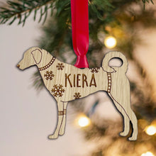 Load image into Gallery viewer, Personalised Kangal Bauble Jumper Dog Bauble - Oak Veneer Wood - Add any name