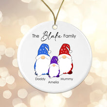 Load image into Gallery viewer, Personalised Gonk Family Christmas Bauble Ceramic - 1 Childs Name + Surname - Gift Boxed