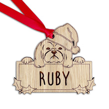 Load image into Gallery viewer, Personalised Shih Tzu Dog Bauble - Peeking Dog - Oak Veneer Wood - Add your own name!