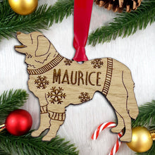 Load image into Gallery viewer, Personalised Leonberger Bauble Jumper Dog Bauble - Oak Veneer Wood - Add any name