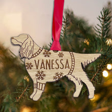 Load image into Gallery viewer, Personalised Gordon Setter Bauble Jumper Dog Bauble - Oak Veneer Wood - Add any name