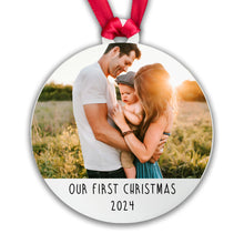 Load image into Gallery viewer, Personalised Our First Christmas Bauble - Acrylic Photo