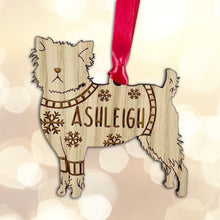 Load image into Gallery viewer, Personalised Affenpinscher Bauble Jumper Dog Bauble - Oak Veneer Wood - Add any name