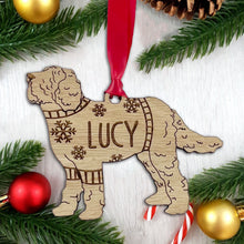 Load image into Gallery viewer, Personalised Labradoodle Bauble Jumper Dog Bauble - Oak Veneer Wood - Add any name