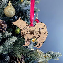 Load image into Gallery viewer, Personalised Samoyed Bauble Jumper Dog Bauble - Oak Veneer Wood - Add any name