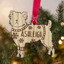 Load image into Gallery viewer, Personalised Affenpinscher Bauble Jumper Dog Bauble - Oak Veneer Wood - Add any name