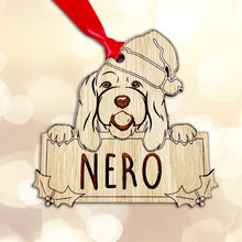 Load image into Gallery viewer, Personalised Cockapoo Dog Bauble - Peeking Dog - Oak Veneer Wood - Add your own name!