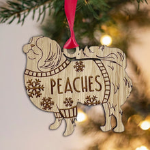 Load image into Gallery viewer, Personalised Japaneses Bauble Jumper Dog Bauble - Oak Veneer Wood - Add any name