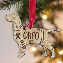 Load image into Gallery viewer, Personalised Springer Spaniel Bauble Jumper Dog Bauble - Oak Veneer Wood - Add any name