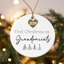 Load image into Gallery viewer, Personalised First Christmas as Grandparents Tree Decoration Bauble | Ceramic