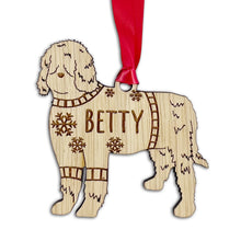 Load image into Gallery viewer, Personalised Barbet Bauble Jumper Dog Bauble - Oak Veneer Wood - Add any name