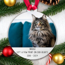 Load image into Gallery viewer, Personalised Memorial 'Left a Paw Print' Bauble - Acrylic Photo