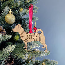 Load image into Gallery viewer, Personalised Jack Russell Bauble Jumper Dog Bauble - Oak Veneer Wood - Add any name
