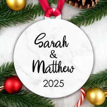 Load image into Gallery viewer, Personalised Couple Marble Bauble Tree Decoration Xmas Gift Idea Secret Santa - Add Names & Year!