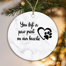 Load image into Gallery viewer, Personalised Memorial Ceramic Bauble - You left a Paw Print... Add any name!