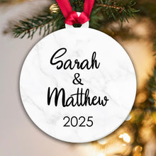 Load image into Gallery viewer, Personalised Couple Marble Bauble Tree Decoration Xmas Gift Idea Secret Santa - Add Names & Year! Gift Boxed