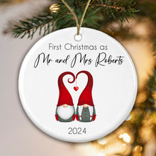 Load image into Gallery viewer, Personalised First Christmas as Mr & Mrs Bauble - Add your last name and the year