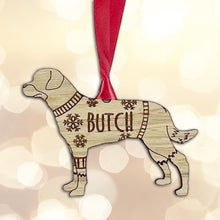 Load image into Gallery viewer, Personalised Rottweiler Bauble Jumper Dog Bauble - Oak Veneer Wood - Add any name