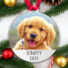 Load image into Gallery viewer, Personalised Dog Photo Bauble Tree Decoration