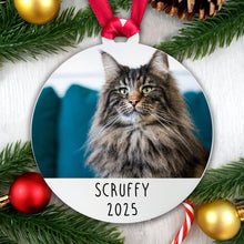 Load image into Gallery viewer, Personalised Cat Photo Bauble Tree Decoration