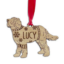 Load image into Gallery viewer, Personalised Labradoodle Bauble Jumper Dog Bauble - Oak Veneer Wood - Add any name
