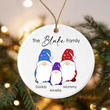 Load image into Gallery viewer, Personalised Gonk Family Christmas Bauble Ceramic - 1 Childs Name + Surname