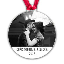 Load image into Gallery viewer, Personalised Couple Photo Bauble - Add a photo, names and year-Gift Boxed