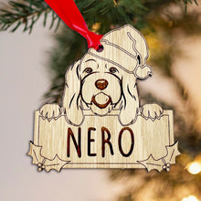Load image into Gallery viewer, Personalised Cockapoo Dog Bauble - Peeking Dog - Oak Veneer Wood - Add your own name!