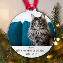 Load image into Gallery viewer, Personalised Memorial 'Left a Paw Print' Bauble - Acrylic Photo