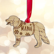 Load image into Gallery viewer, Personalised Bernese Mountain Bauble Jumper Dog Bauble - Oak Veneer Wood - Add any name