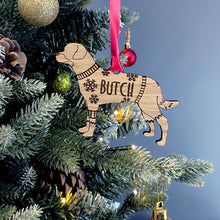 Load image into Gallery viewer, Personalised Rottweiler Bauble Jumper Dog Bauble - Oak Veneer Wood - Add any name