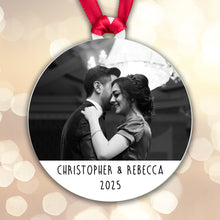 Load image into Gallery viewer, Personalised Couple Photo Bauble - Add a photo, names and year!