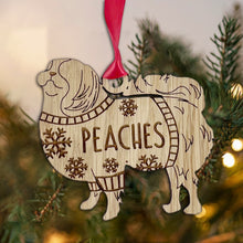 Load image into Gallery viewer, Personalised Japaneses Bauble Jumper Dog Bauble - Oak Veneer Wood - Add any name