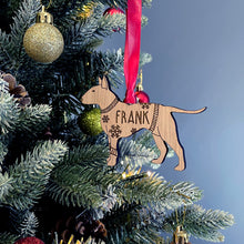 Load image into Gallery viewer, Personalised English Bull Terrier Bauble Jumper Dog Bauble - Oak Veneer Wood - Add any name