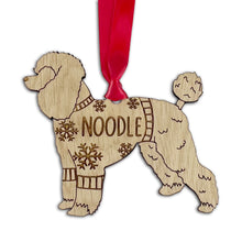 Load image into Gallery viewer, Personalised Poodle Bauble Jumper Dog Bauble - Oak Veneer Wood - Add any name