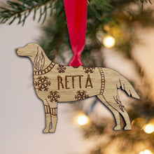 Load image into Gallery viewer, Personalised Red Setter Bauble Jumper Dog Bauble - Oak Veneer Wood - Add any name