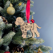 Load image into Gallery viewer, Personalised Cockapoo Bauble Jumper Dog Bauble - Oak Veneer Wood - Add any name
