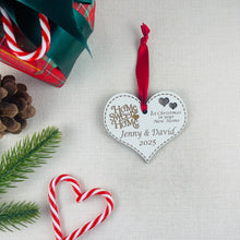 Load image into Gallery viewer, Personalised Wooden First Christmas in New Home Heart - Add your names and year