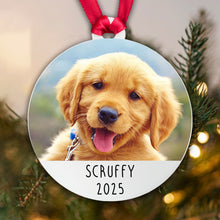 Load image into Gallery viewer, Personalised Dog Photo Bauble Tree Decoration