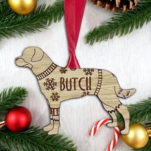 Load image into Gallery viewer, Personalised Rottweiler Bauble Jumper Dog Bauble - Oak Veneer Wood - Add any name