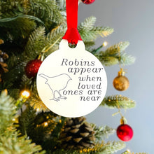 Load image into Gallery viewer, Robin's Appear When Loved Ones are Near - Wooden Bauble