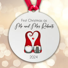 Load image into Gallery viewer, Personalised First Christmas as Mr & Mrs Bauble - Add your last name and the year