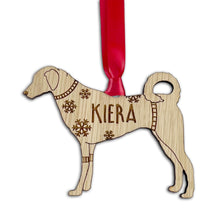 Load image into Gallery viewer, Personalised Kangal Bauble Jumper Dog Bauble - Oak Veneer Wood - Add any name