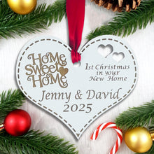 Load image into Gallery viewer, Personalised Wooden First Christmas in New Home Heart - Add your names and year