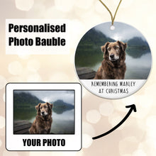 Load image into Gallery viewer, Personalised Pet Memorial Bauble - Remembering Cat Dog at Christmas