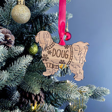 Load image into Gallery viewer, Personalised Tibetan Terrier Bauble Jumper Dog Bauble - Oak Veneer Wood - Add any name