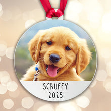 Load image into Gallery viewer, Personalised Dog Photo Bauble Tree Decoration
