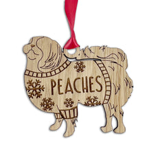 Load image into Gallery viewer, Personalised Japaneses Bauble Jumper Dog Bauble - Oak Veneer Wood - Add any name