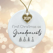 Load image into Gallery viewer, Personalised First Christmas as Grandparents Tree Decoration Bauble | Ceramic